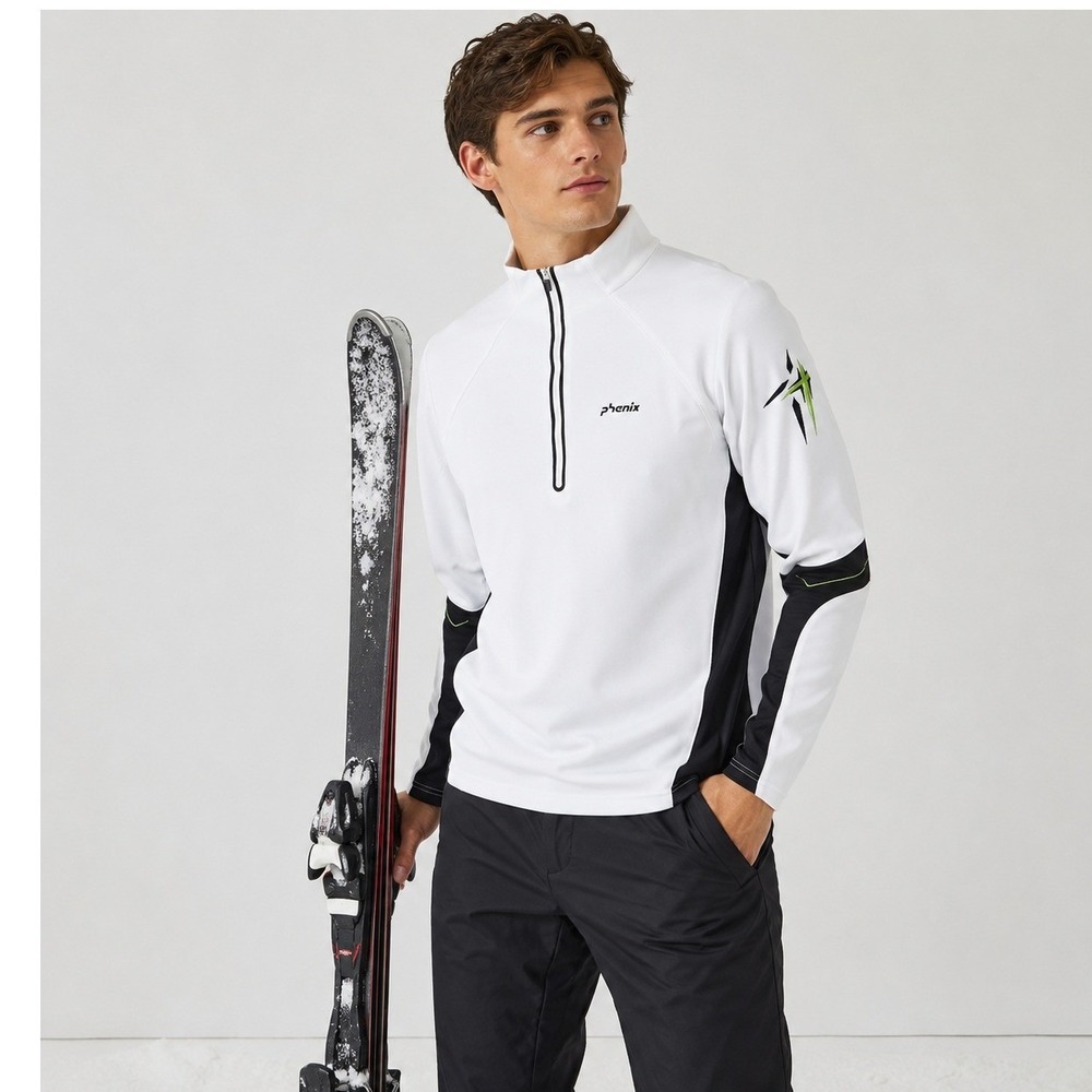 Phenix‎ Men M Ski Pullover 1/2 Zip White Black Performance Snowboard Japan